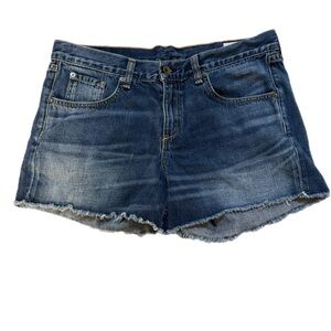 rag & bone Women's Dark Blue Distressed Denim Shorts